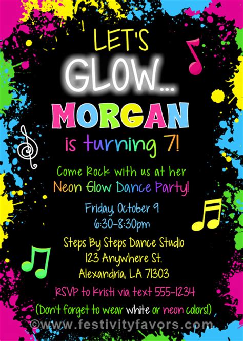 The dance parties are part of this age societies. Glow Dance Party Birthday Invitations | Kids Birthday