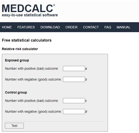 Medcalcs Relative Risk Calculator