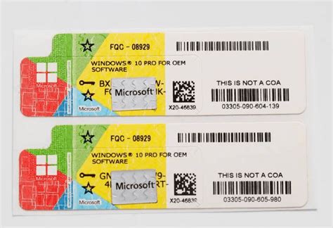 Microsoft Windows 10 Pro Coa Sticker Product Key Maj 191