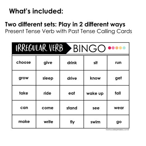 Esl Past Simple Irregular Verb Practice Bingo Game Boards Made By