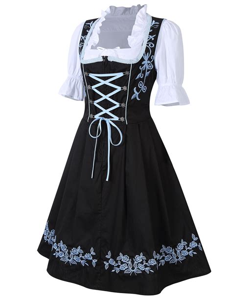 3pcs Womens Traditional Bavarian German Classic Dirndl Dress