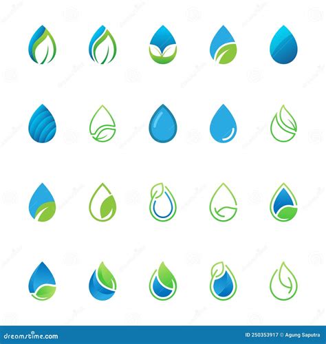 Set Of Green Water Logo Design Stock Vector Illustration Of Business