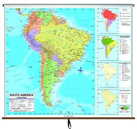 South America Advanced Political Classroom Wall Map On Roller Maps