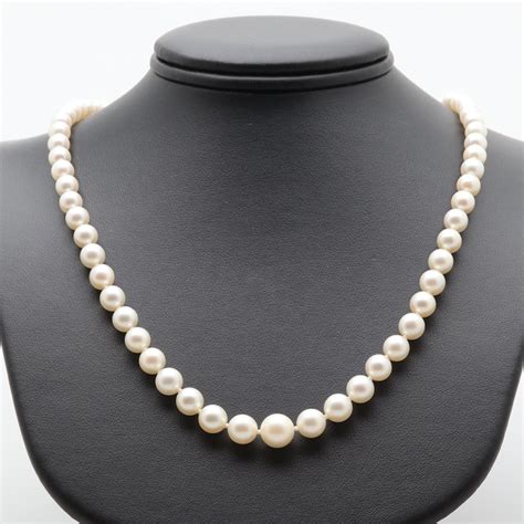 Vintage Mikimoto Sterling Silver Cultured Pearl Necklace Ebth