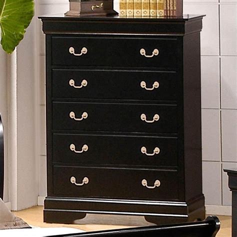 Save on floor space with a tall chest, or fit everything inside a coordinated. Louis Philippe Deep Black Wood Chest Of Drawer - Steal-A ...