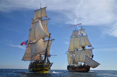 Frigate Shtandart And Brig La Grace Sailing Alongside Right After The