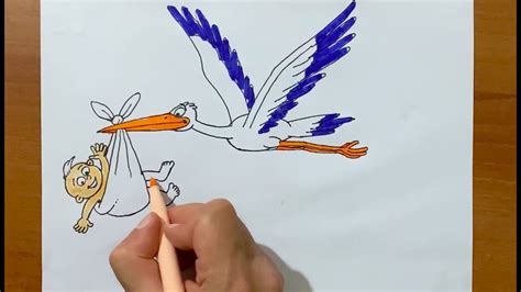 Bebek And Leylek Çİzİmİ Drawing Of Stork Bringing A Baby Youtube