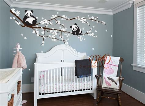 Panda Tree Wall Decal Wall Sticker Kids Nursery Baby Room Decor Cherry