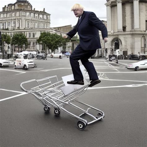 Prompthunt Wide Angle Photo Of Boris Johnson Doing Jackass Shopping