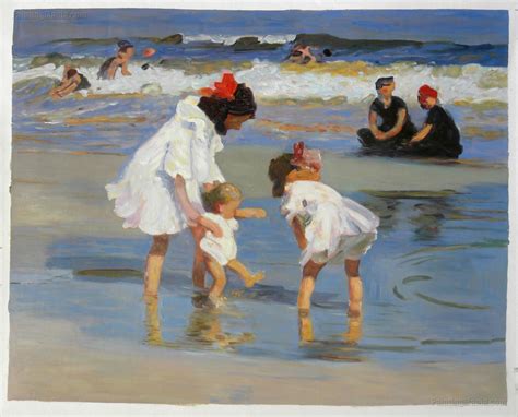 Children Playing At The Seashore Oil Painting Reproductions Painting