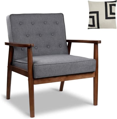 Mid Century Retro Modern Accent Chair Wooden Arm