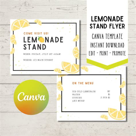 Lemonade Stand Event Flyer Editable Template Easily Etsy