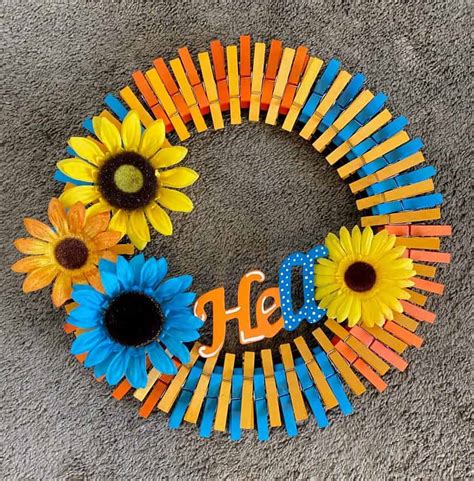 Hello Summer Sunflower Clothespin Wreath The Simplest Tutorial Yet