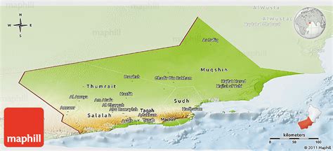Physical Panoramic Map Of Dhofar Lighten
