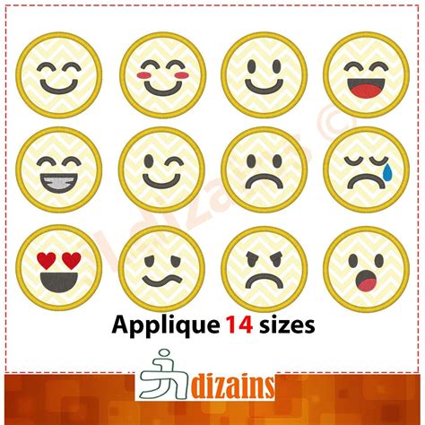 Emoji Applique Design Set Emoji Embroidery Design Set Emoji Etsy