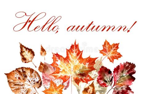 Greeting Card With Autumn Leaves And The Inscription `hello Autumn