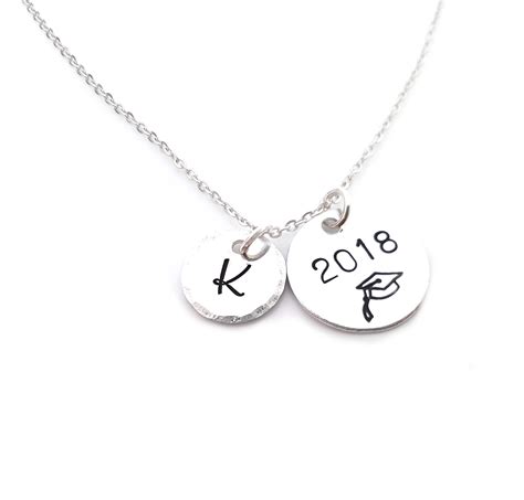 Personalized Initial Graduation Year Necklace Gift For Grads
