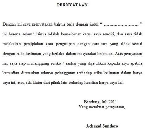 Achmad Sundoro: Pernyataan Keaslian Karya Ilmiah