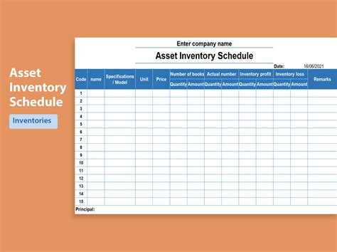EXCEL Of Asset Inventory Schedule Xlsx WPS Free Templates