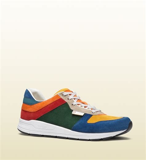 Lyst Gucci Multicolor Suede Lace Up Sneaker For Men