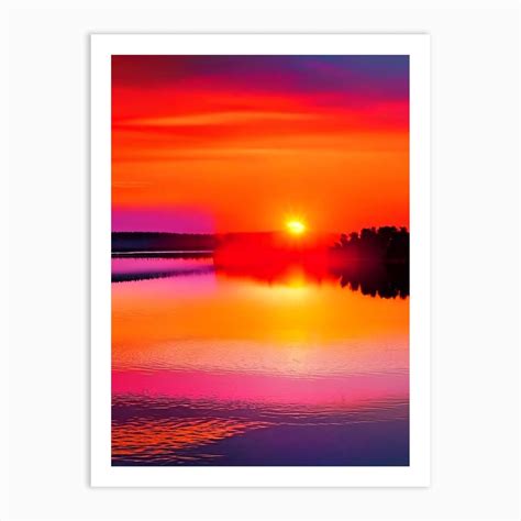 Sunrise Over Lake Waterscape Pop Art Photography 1 Art Print By Hydro