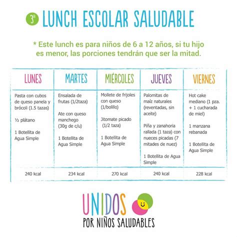 The Lunch Escolar Saluable Is Shown In Spanish