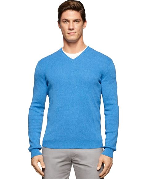 Lyst Calvin Klein V Neck Sweater In Blue For Men