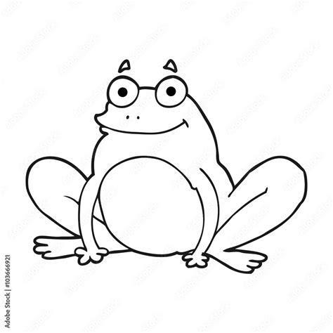 Black And White Cartoon Happy Frog Stock Vector Adobe Stock