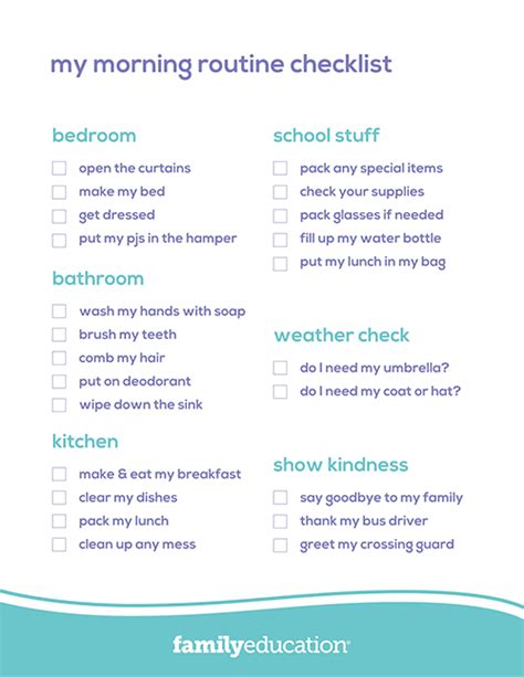 Morning Routine Checklist Printable Pdf Images