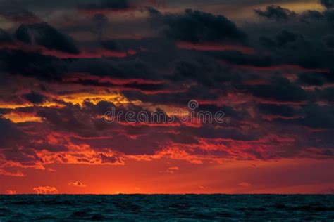 Red Cloudy Sunset Sky Stock Photo Image Of Scene Beach 88166496