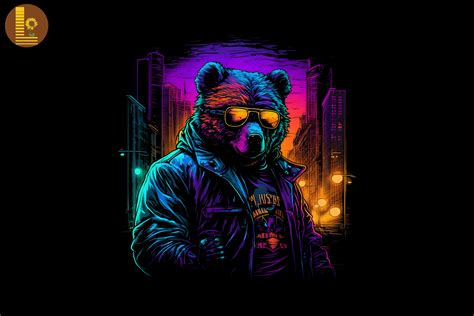Synthwave Retro Gangster Bear 6 Graphic By Lewlew · Creative Fabrica