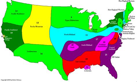 english language linguistics this map shows how americans speak 24 different english dialects