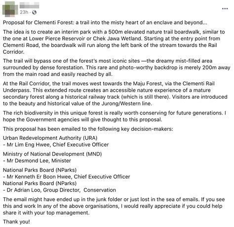 Check spelling or type a new query. Clementi Forest Trail Proposed By Nature Lover, With ...