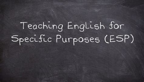 Teaching English For Specific Purposes Esp
