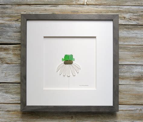 Pebble & Sea Glass Art Frog Couple on a Flower...an Original of ...