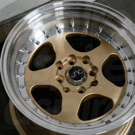 One 16x8 Jnc 010 4x1004x1143 25 Gold Machine Lip Wheel Rims Wheels