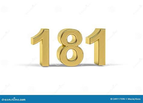 Golden 3d Number 181 Year 181 Isolated On White Background Stock