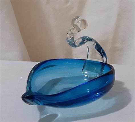 Vintage Blue Swan Art Glass Candy Dish Display Collectible Etsy Canada
