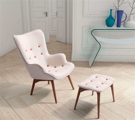 Chair & ottoman sets, modern & contemporary living room chairs : Modern Cream Occasional Chair with Ottoman Z062 | Accent ...