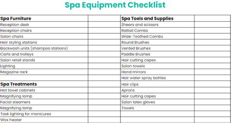 Complete Spa Equipment List For 2024