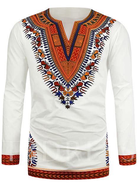 African Fashion Dashiki Lapel African Print Plain Slim Mens Shirt