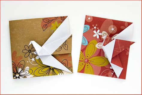 Glue them in a random pattern on a piece of construction paper. Origami greeting cards | Crane Greeting Card by Didier ...