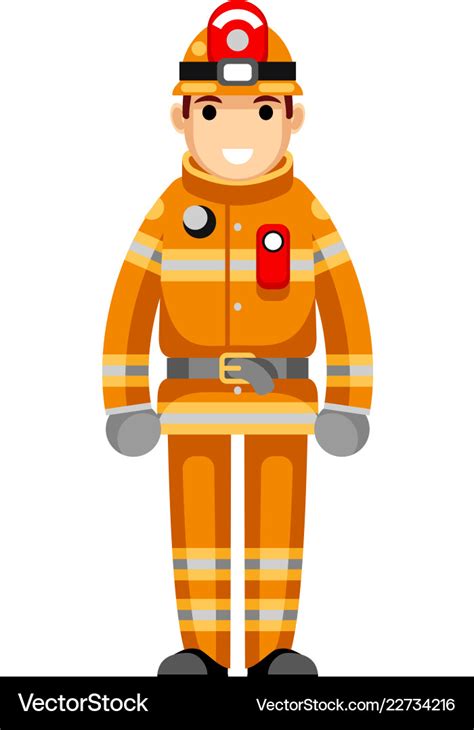Firefighter Flat Design Character Isolated Vector Image