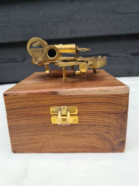 4 inch nautical marine time brass pocket sextant antique brass vintage woodenbox ebay
