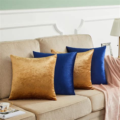 Gigizaza Decorative Throw Pillow Covers 18 X 18gold Blue