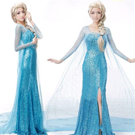 Cosplay Elsa Princess Dress Woman Christmas Party Costume Adult Snow