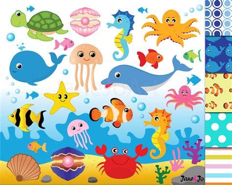 50%OFFSALE Sea Animal Clipartsea Animals Clipartsea - Etsy | Creature