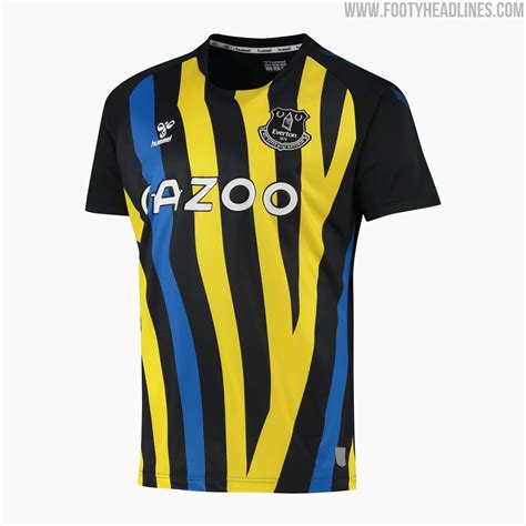 Everton will wear a predominantly black kit on the road in 2021/22, featuring a burnt orange sash. Hint At Third Kit? Unique Everton 21-22 Home & Away Pre ...