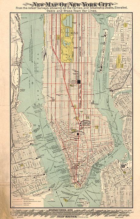 Map Of Manhattan New York 1890 Vintage Restoration Hardware Home Deco
