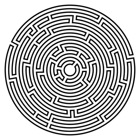 Maze Circle Labyrinth Maze Symbol Isolated White Background Rainbow